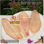 Fish DORI sutchi fillets IQF brand NASUBA Medan NBL 300-400 +/- 11" 28cm/pc - REPACKED (price/pack 700g 2pcs)